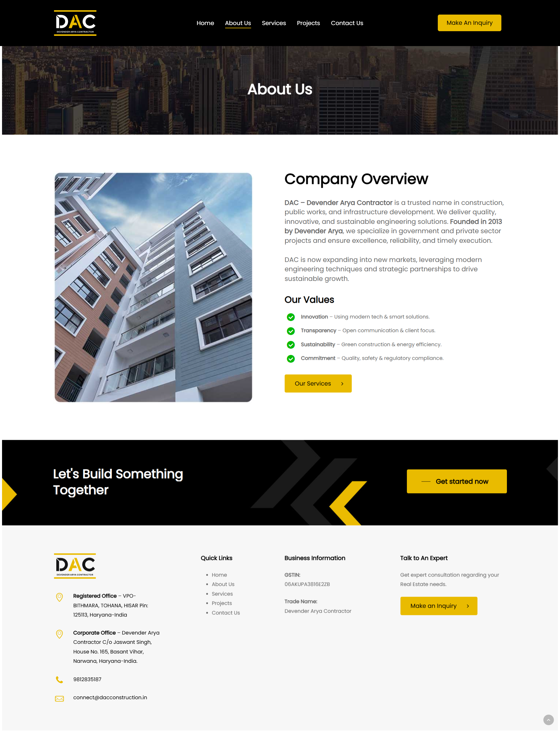 Website Designing and development for construction service / Web Designing in Haryana, Hisar