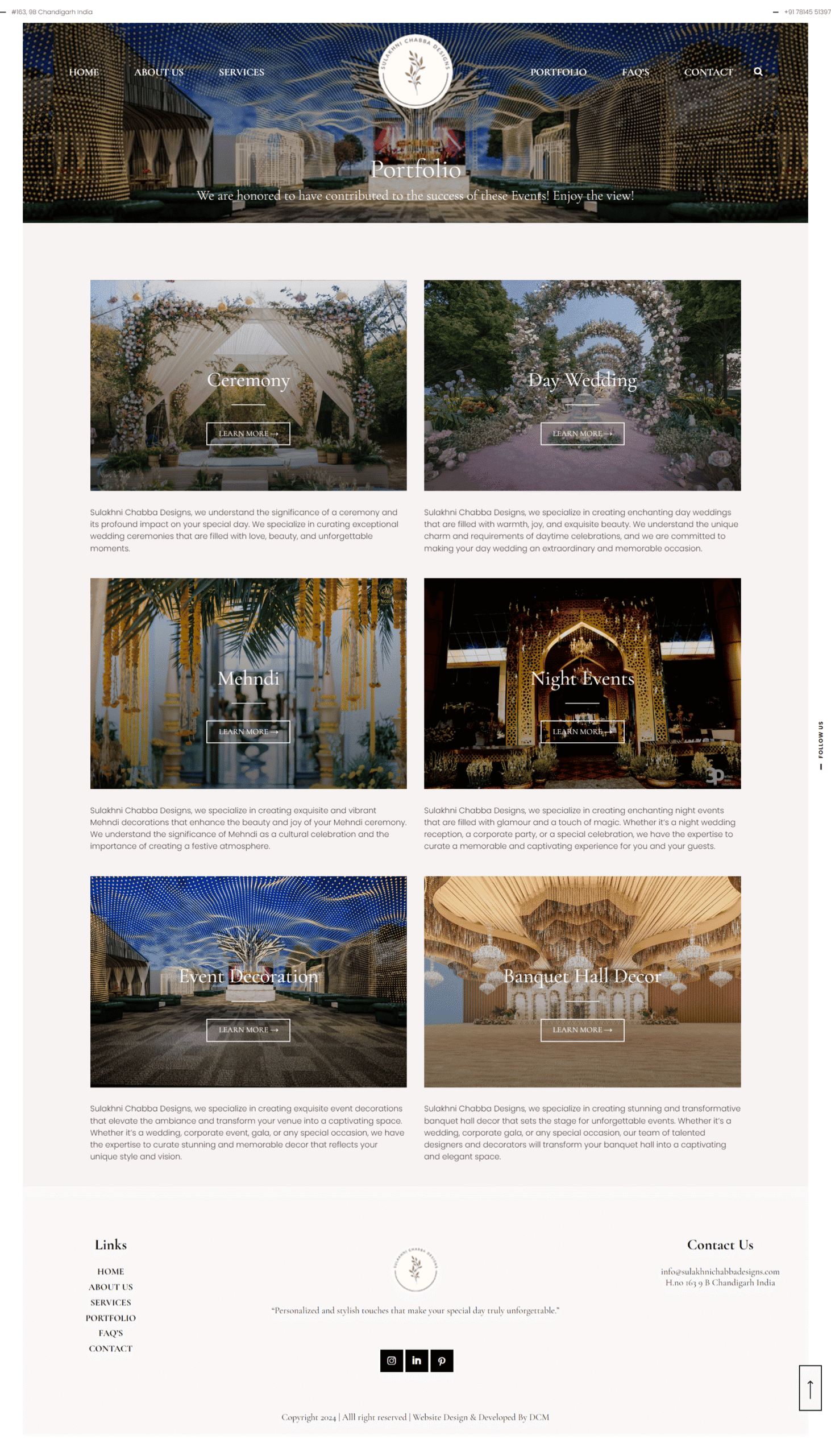 Responsive wedding planner website layout