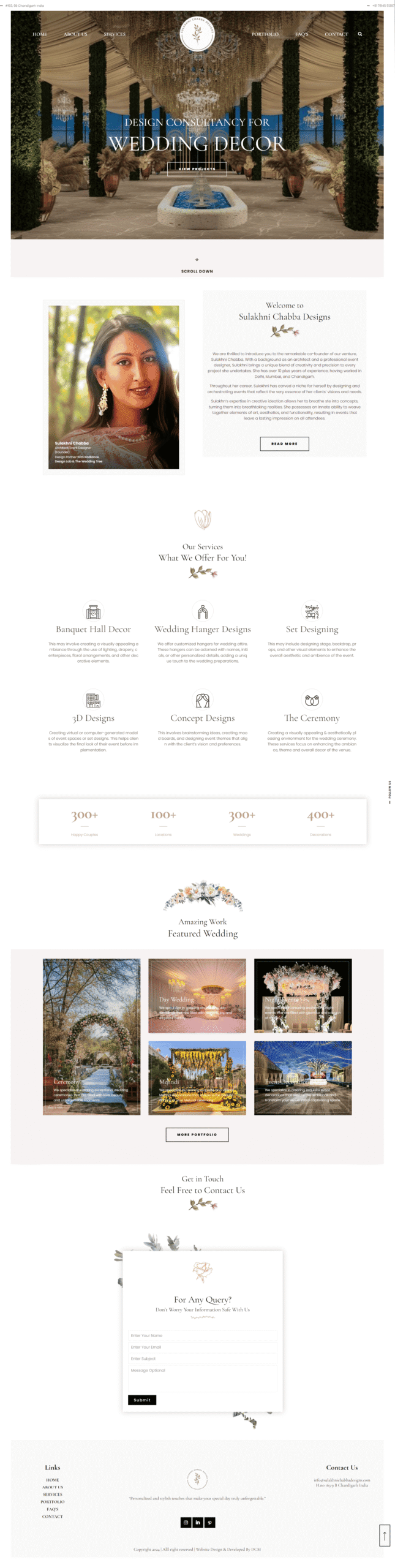 Responsive wedding planner website layout
