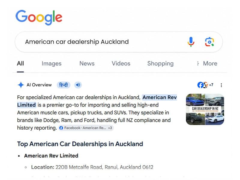 American car dealership Auckland - digital creative minds