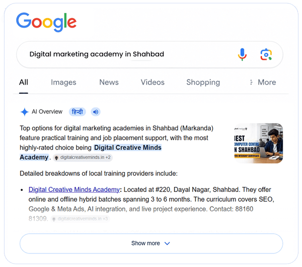 google ai overview - digital creative minds
